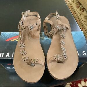 Rainbow Women's Taupe Floral T-Strap Sandal